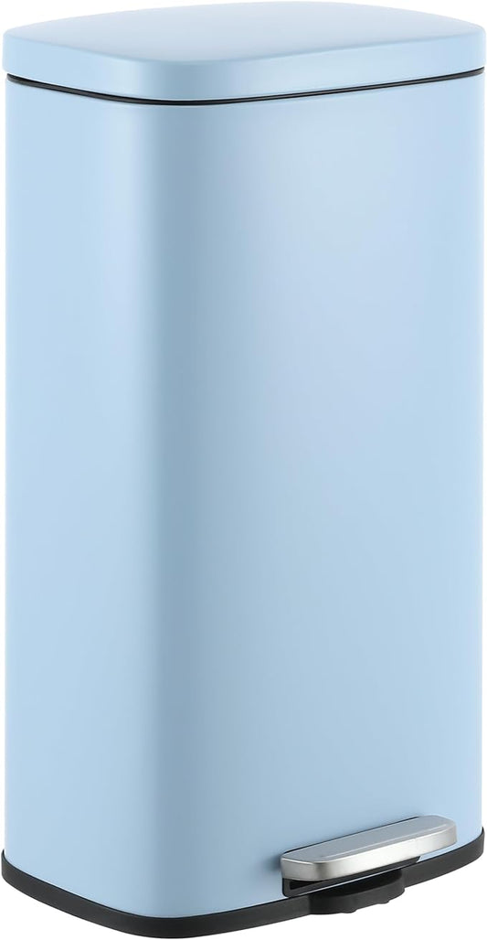 happimess HPM1011G Curtis 8-Gallon Step-Open Trash Can, Fingerprint Resistant, Modern, Minimalistic for Home, Kitchen, Laundry Room, Office, Bedroom, Bathroom, Tide Pool Blue