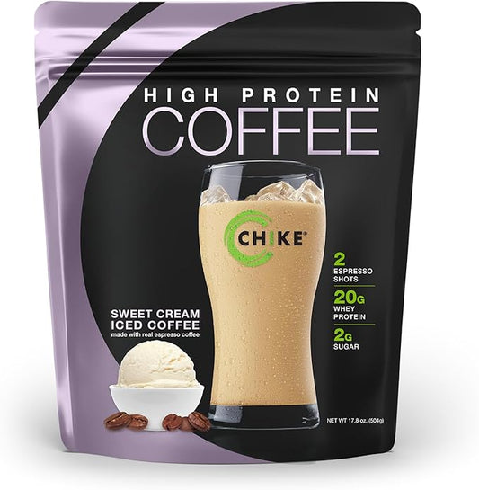 Chike Sweet Cream High Protein Iced Coffee, 20 G Protein, 2 Shots Espresso, 2 G Sugar, Keto Friendly and Gluten Free, 14 Servings (17.8Ounce)