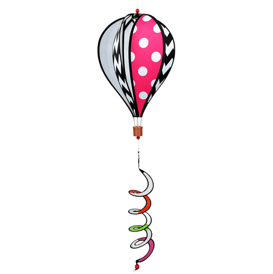 Hot Air Balloon Hanging Garden Spinner 16" - Vibrant Chevron Design, Weather-Resistant Outdoor Decor, Durable & Lightweight for Patios, Yards, and Gardens - Eye-Catching Wind Spinner