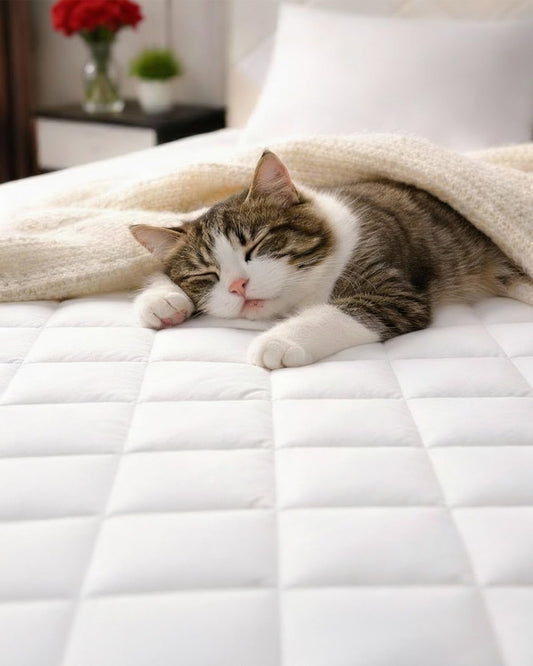 Quilted Fitted Mattress Pad Protector by [Brand Name] | Soft, Breathable Queen Size Cover with Deep Pockets