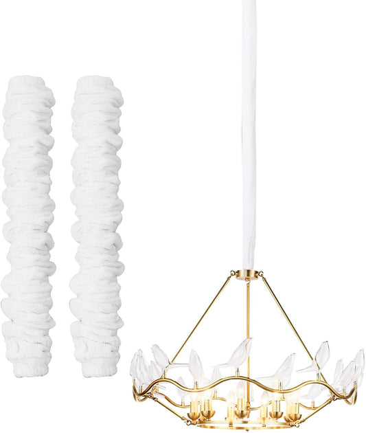 2 39.37 inches NICENEEDED PCS Chandelier Fabric Cord Cover, White Chandelier Chain CoverChain Cable Sleeve, Velvet