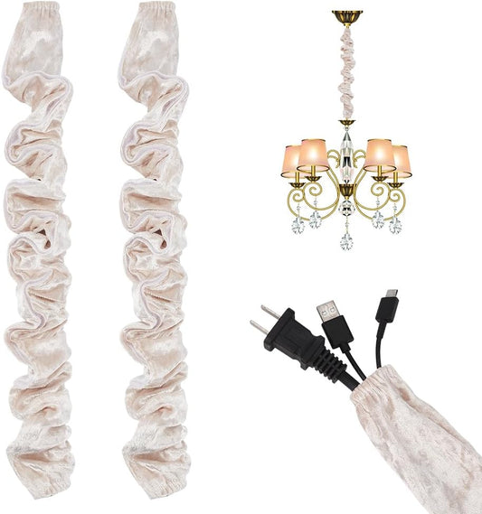 2PCS 39inch BENECREAT Chandelier Chain Cover, Fabric Cord Cover, Velvet Cloth Chain Sleeve for Electric Wire Lamp