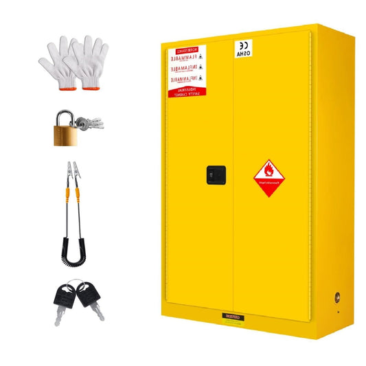60 Gallon Flammable Storage Cabinet, Fire Cabinet with 3-Point Locking System, Adjustable Shelf Fuel Safety Storage Cabinet, Metal Garage Storage Cabinet for Industrial Commercial and Home Use