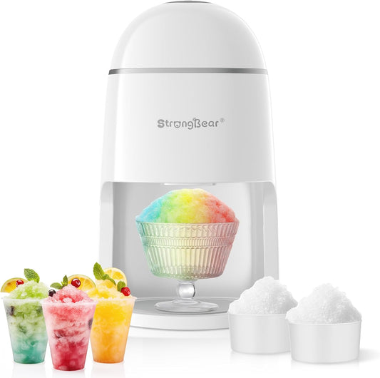 StrongBear Snow Cone Machine - Electric Ice Shaver for Kids' Parties | White Color, Perfect Gift Idea