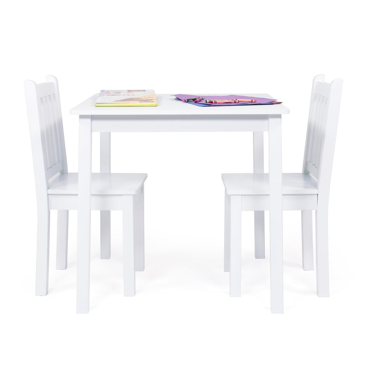 Humble Crew Kids Table and Chair Set, Toddler Activity Table with 2 Chairs for Play, Crafts, Snacks & Learning, Wooden Kids Furniture for Playroom & Bedroom, White