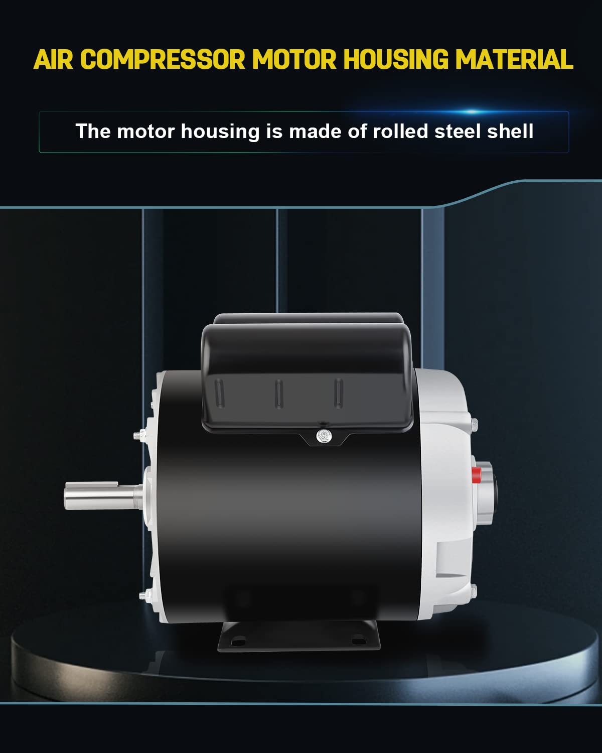 1.5 HP Air Compressor Motor, 3450 RPM Single Phase Motor, Electric Motor, 56 Frame 5/8" Keyed Shaft 115/230V, Duty-Continuous CCW Rotation, 1.88" Shaft Length for Air Compressors