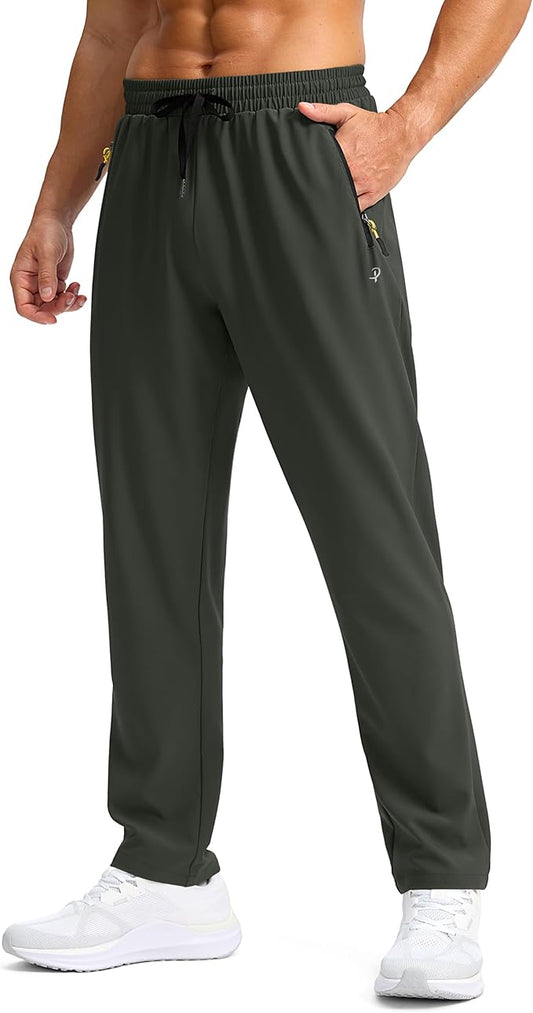 Pudolla Men's Lightweight Hiking Pants Quick-Dry Outdoor Sweatpants with Zipper Pockets for Casual Travel Athletic Workout