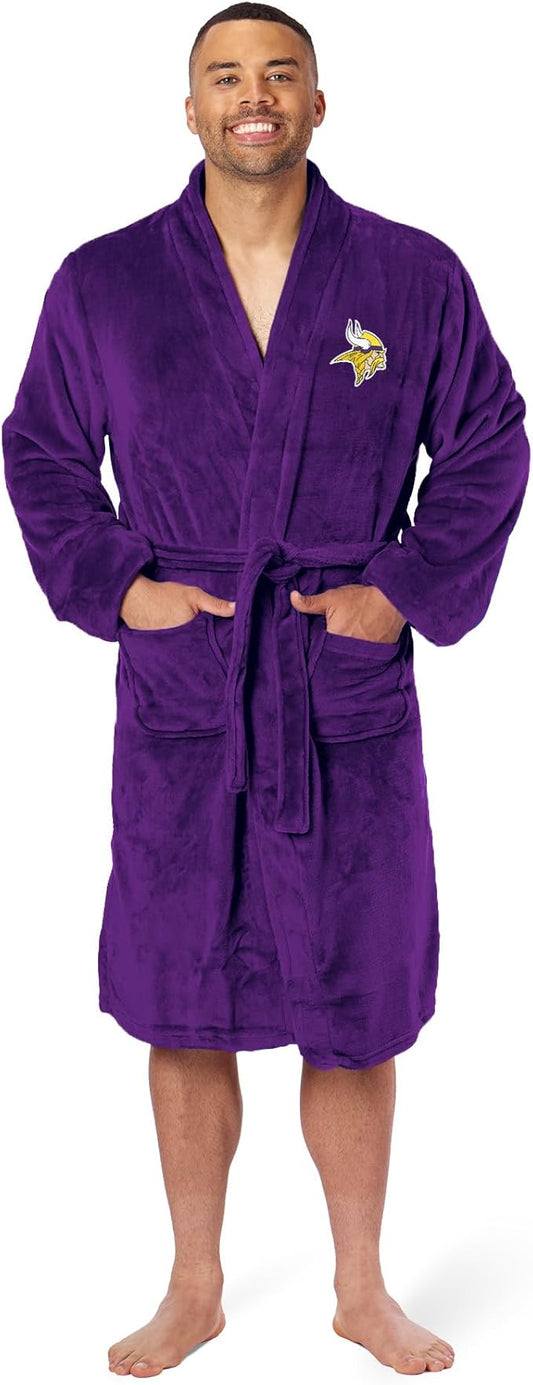 NFL Adult Unisex Silk Touch Bathrobe, Officially Licensed Loungewear, Soft Plush Polyester