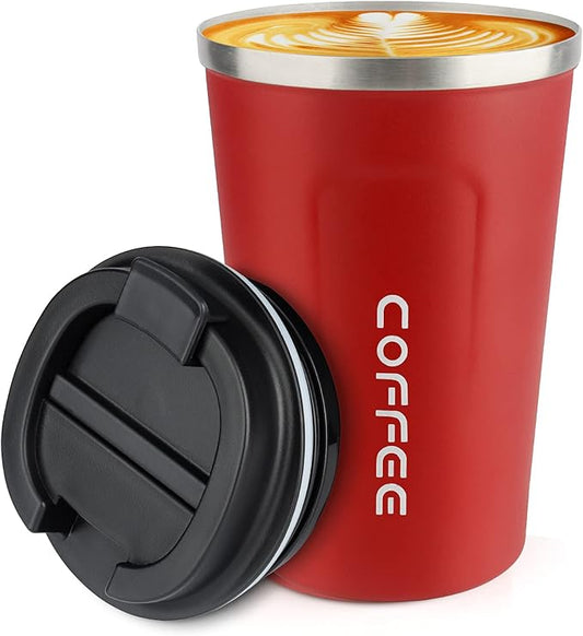 CS COSDDI 12 oz Stainless Steel Vacuum Insulated Tumbler - Coffee Travel Mug Spill Proof with Lid - coffee Cup for Keep Hot/Ice Coffee,Tea and Beer （Red）