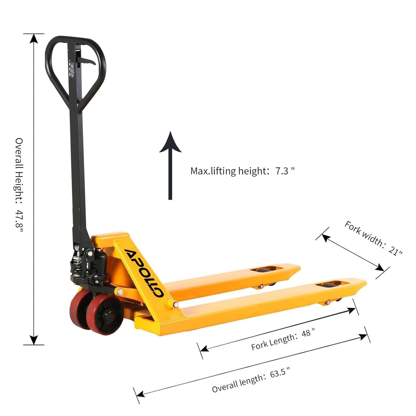 APOLLOLIFT Pallet Truck, Standard Duty Manual Pallet Jack Hand Truck 4400lbs Capacity 48" Lx21 W Fork Size with Extra Stopper