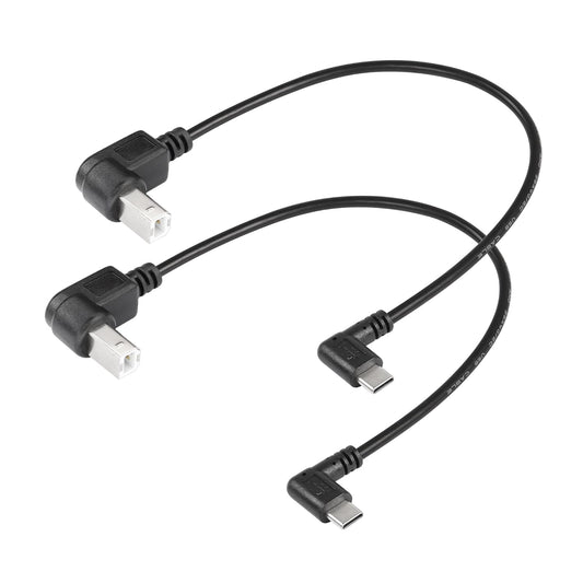2 Pack 11.8inch SinLoon USB C Printer Cable Right Angled USB B to Type C Cord USB B Male to USB C Male for Printer,MIDI