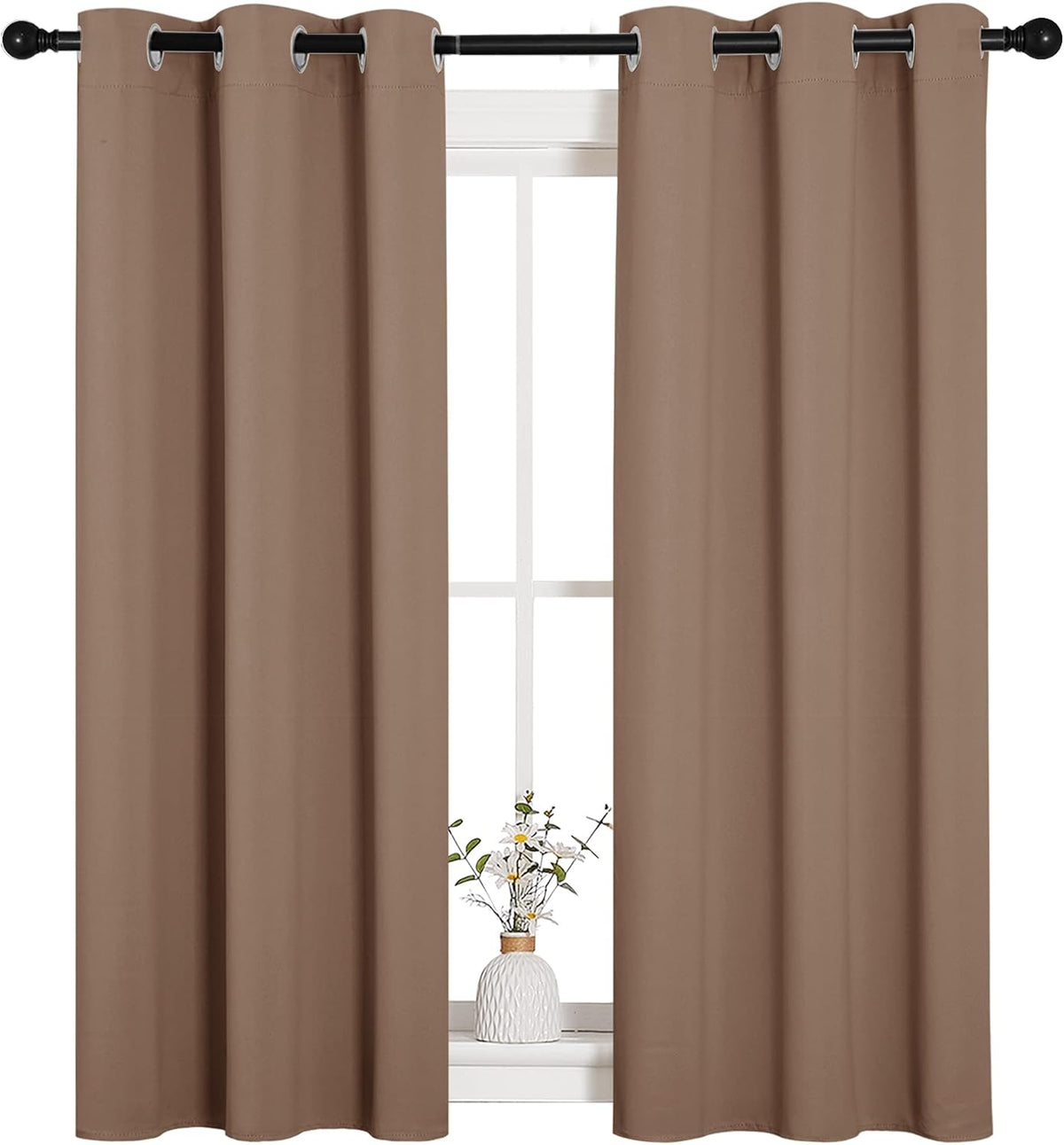 NICETOWN Room Darkening Curtain Panels - Thermal Insulated Grommet Drapes for Bedroom | 34x54 Inches, Cappuccino