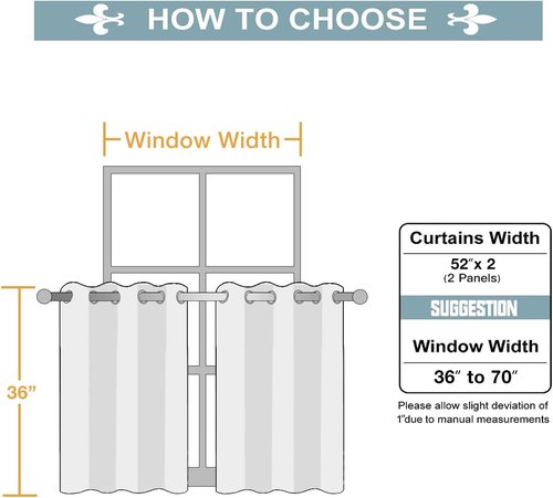ChrisDowa Small Window Curtains - Grommet Thermal Insulated Room Darkening Panels (Teal, 52 x 36 Inch)