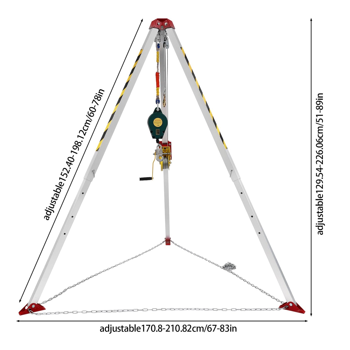 Confined Space Tripod Kit,Heavy Duty Rescue Tripod Lifting Hoist with Fall Arrester,65.62ft Cable Portable Tripod Kit for Down Wells,Road Construction (1200LBS)