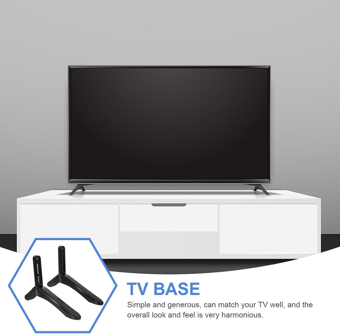 Luxshiny Tv Stand Base Pedestal with Screws Black Tv Holder Tabletop Support Compatible Replacement for Living Room