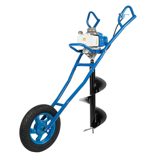 63CC 2-Stroke Gas Powered Earth Auger Post Hole Digger with 11.81" Drill, 3HP Hole Digging Machine Auger Spiral Drill Bit Borer Fence Ground Drill for Garden & Lawn Digging Planting Drilling (Blue)