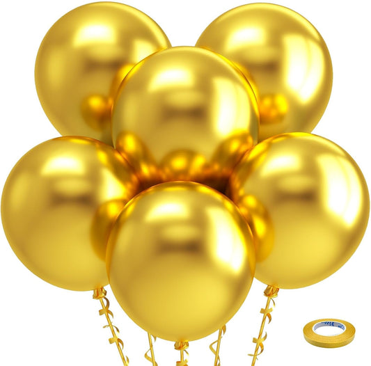 Bezente Metallic Gold Balloons - 18 Inch Chrome Latex | 30 Pack for Weddings, Graduations & Parties