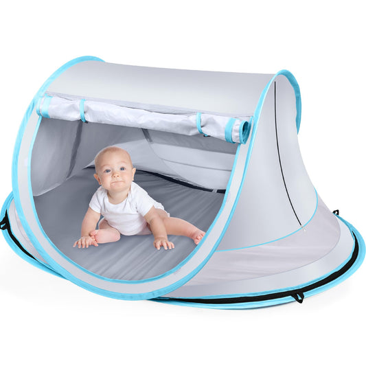 Baby Beach Tent,Large Pop Up Sun Shade,Portable Baby Travel/Play Tent with Mosquito Net,Indoor,UPF 50+ UV Protection Sun Shelters