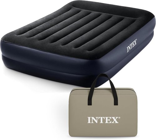 Intex Air Mattress - Dura-Beam Plus Pillow Rest with Built-in Electric Pump | Queen Size, 16.5in Height