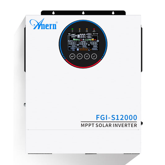 12KW Solar Hybrid Inverter All in One, 48V DC to 220V-230V AC On/Off Grid Pure Sine Wave Solar Inverter with 160A MPPT Charge Controller for Home Appliances, Work with Lead Acid & Lithium Battery