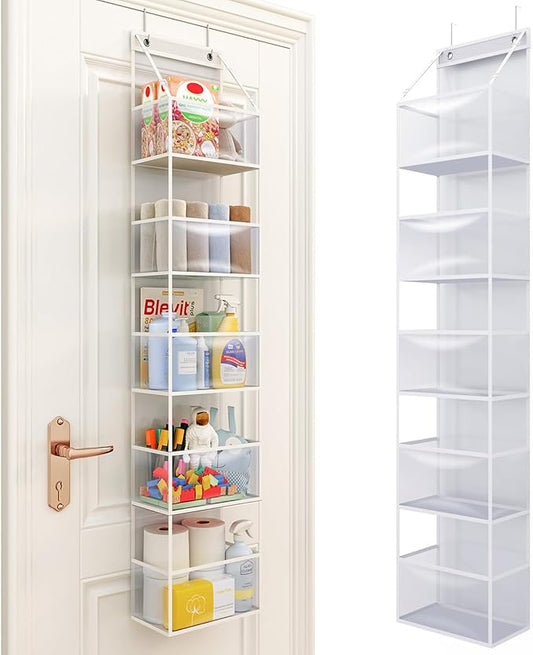 Fixwal 5-Shelf Over The Door Hanging Pantry Organizer, Room Organizer with Clear Plastic Pockets, 25lb Ultra Sturdy & Large Capacity for Closet, Bedroom, Nursery, Bathroom and Sundries