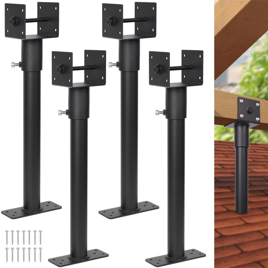 3.6" Heavy Duty Saddle Roof Riser for Patio Pergolas, 16-1/2" High, (Black - Set of 4)