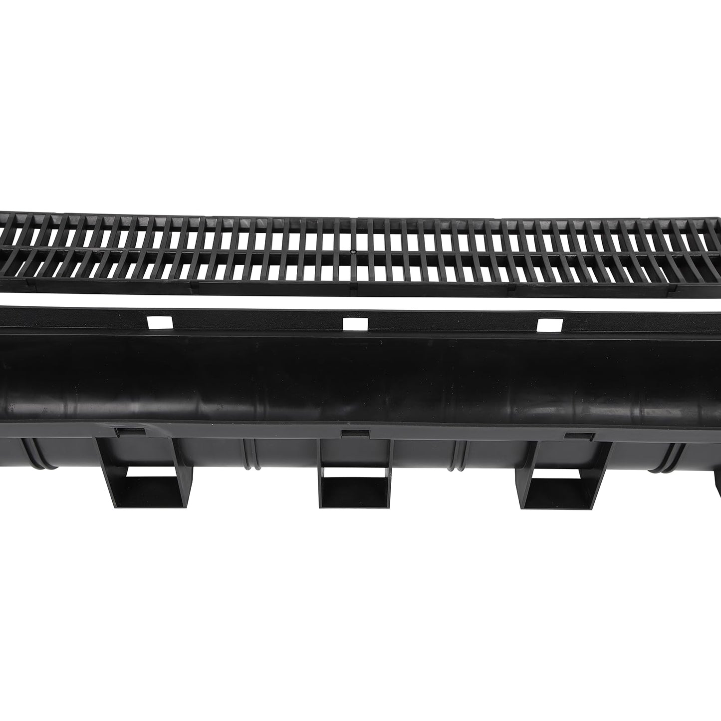 6 Pack Trench Drain System, Channel Drain with Plastic Grate, Driveway Drainage Channel Systems,Channel Drain Pipe Outdoor Trench Drainage System,5.9X5.1X39 Inch
