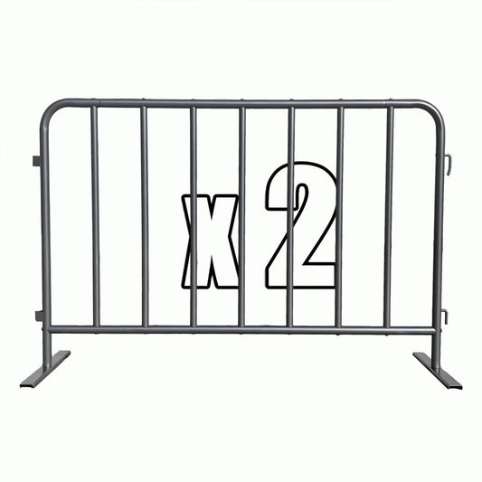 BIGalleons 2-Pack Steel Crowd Control Barrier, Light Duty 5FT Interlocking Safety Barricade, 16GA Galvanized Steel Queue Barrier, Assembly Needed for Pedestrian Traffic & Construction Barricade (Grey)