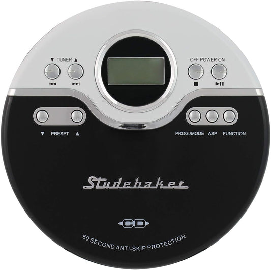Studebaker SB3703BWB CD/MP3 Joggable Personal Player with Audio Book Compatibility, Bookmark Feature and FM PLL Radio