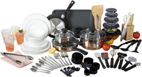 Gibson Home 74-Piece Kitchen in a Box | Complete Cookware, Dinnerware & Utensils Set