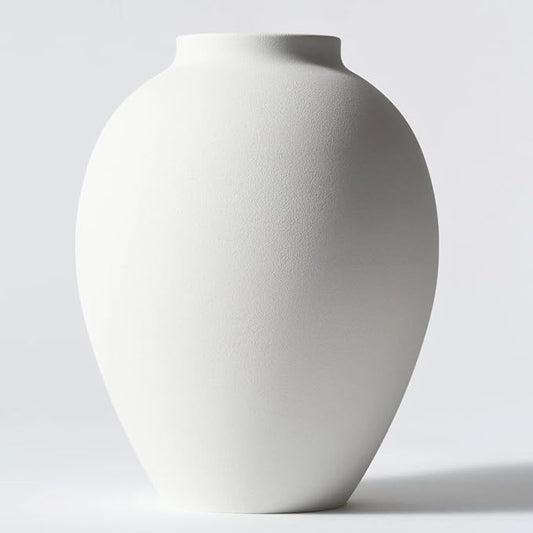 White Vase for Home Decor - Modern Farmhouse Ella Flower Vase for Table, Mantel & Shelf Decorations - Round Iron Decorative Vase 9 Inch Tall - Matte Finish Centerpiece