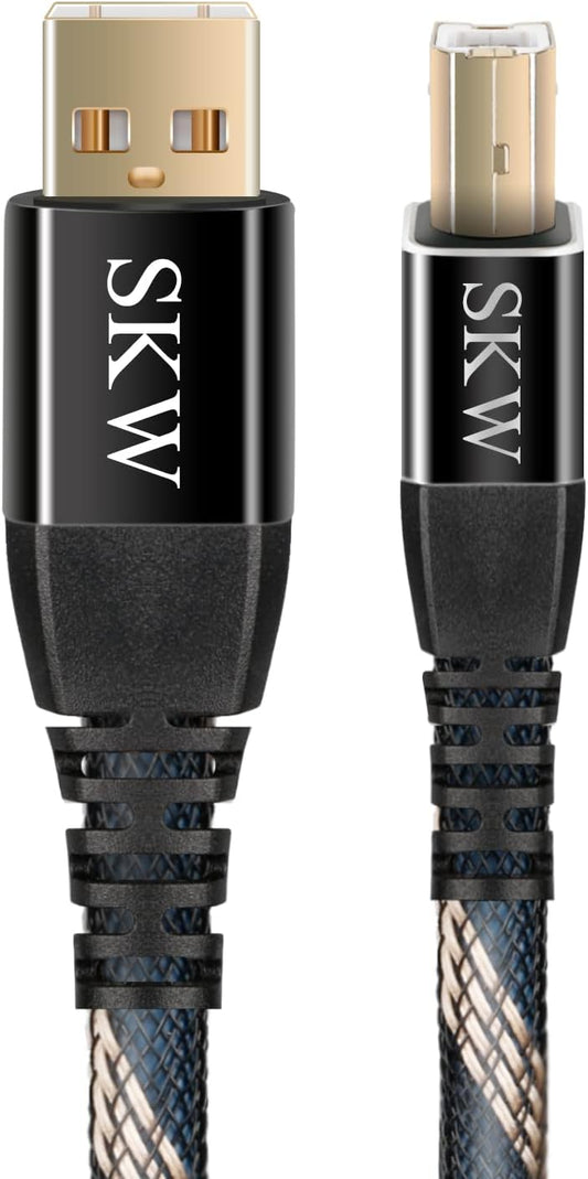 2.0 3.2ft(1m) SKW Audiophiles USB DAC Audio Cable USB Type A to USB Type B Printer Cable for Computer to DAC, Sound