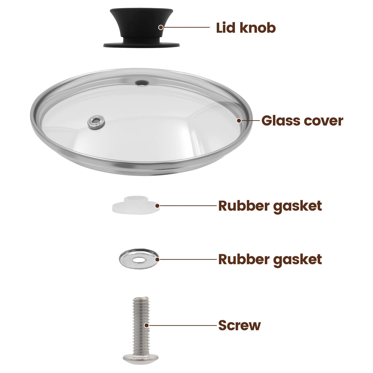 HEVSTIL Universal Lid for Pots, Pans and Skillets,6inch /15cm Clear Glass Pot Lid with Heat Resistant Silicone Handle Glass Replacement Lid for Frying Pan, Frying Pans,Pan Lid, Cast Iron, CrockPot