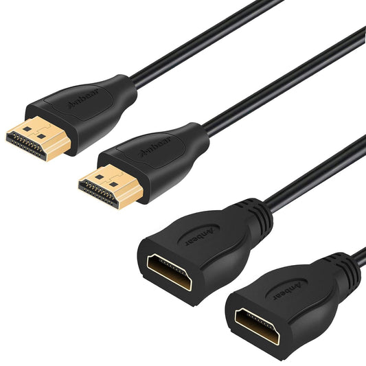 4K 1FT (2 Pack), 4K@60HZ 360, PS5, PS4, HDMI Extension Cable High Speed HDMI Extender (Male to Female) Compatible