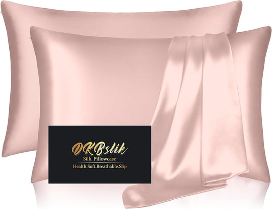 Skiennix Mulberry Silk Pillowcase Set - Anti-Acne & Hair Care | Queen Size, Coral, 2 Pack