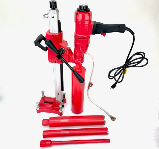 4Z1WS CORE DRILL by BLUEROCK Tools 2 SPEED W/STAND CONCRETE CORING WITH: 1",2",3",4" DIAMOND WET CORE BITS