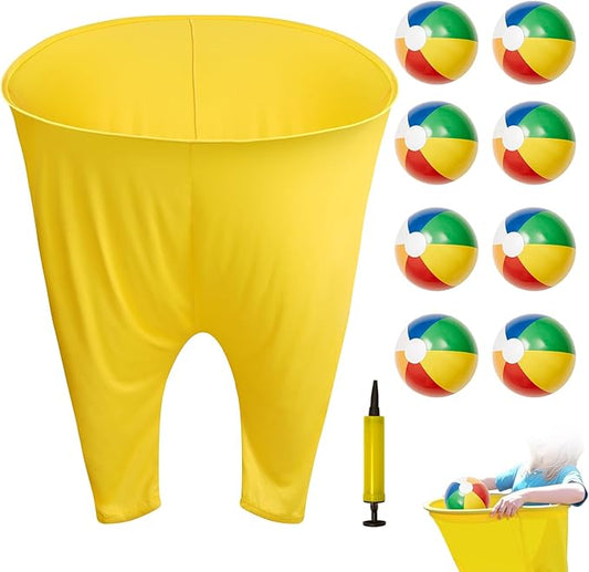 Granny Pants Yard Game Giant Outdoor Tossing Challenge Activity Set with 8 Bouncy Balls & Air Pump, Perfect for Adults, Family Team Events Backyard Parties(Yellow)