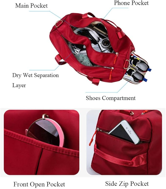 KARRESLY Sports Gym Bag for Women or Men Travel Duffel Bag with Wet Pocket and Shoes Compartment for Training Swim Yoga(Violet)