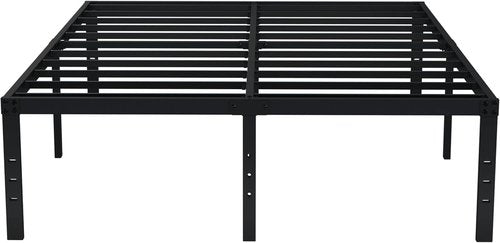 EMODA 18-Inch California King Bed Frame - Heavy Duty Metal Platform with Large Storage, Noise-Free, Black