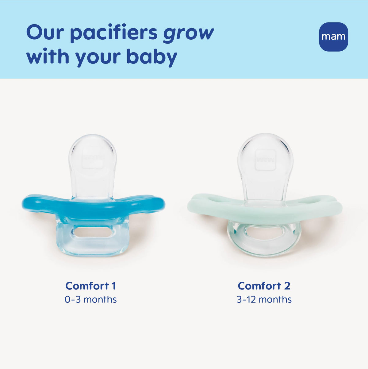 MAM Comfort Baby Pacifier 0-3 Months, Specially for Smaller Newborn Mouths, Lightweight One-Piece BPA-Free Silicone,Easy to Clean, Best for Breastfed Babies, 4 Pk, Made in Europe