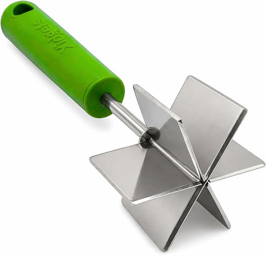 Stainless Steel Meat Chopper & Masher | 6-Blade Ground Beef Chopper Tool | Hamburger Smasher | Oversized Ergonomic Handle | Soft Grip | Dishwasher Safe - 9" (Zippy Green)