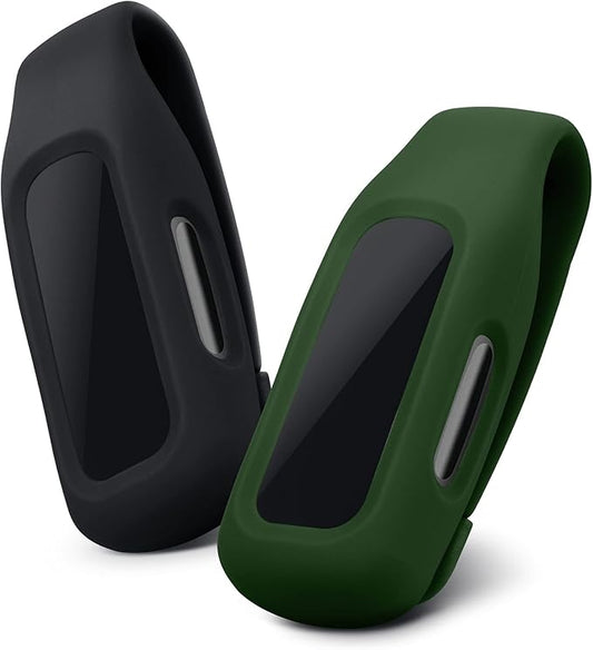kwmobile 2X Clip Holders Compatible with Fitbit Inspire 3 / Inspire 2 / Ace 3 - Clip-On Holder Replacement Set - Black/Dark Blue
