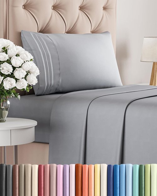 Comfy Twin Size 3-Piece Sheet Set by [Brand Name] - Breathable & Cooling Luxury Bedding - Deep Pockets, Soft, Wrinkle-Free - Oeko-Tex Certified, Steel Blue