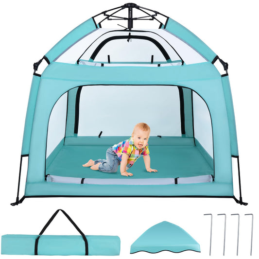 Bend River Portable Baby Playpen with Canopy, Infant Play Yard, Beach Tent, Mosquito Net for Indoor and Outdoor (Green)