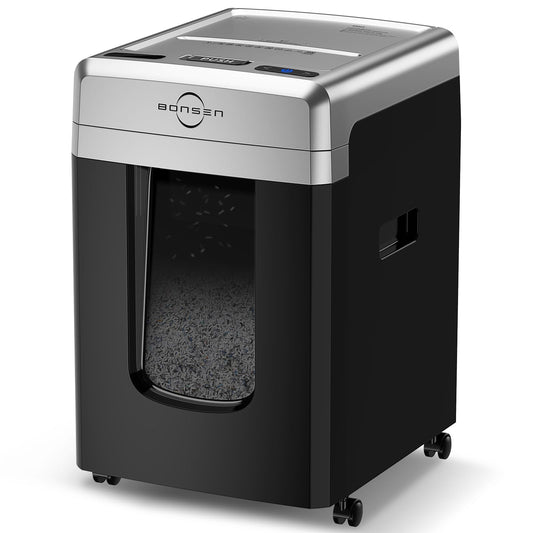 BONSEN 300-Sheet Auto Feed Paper Shredder, P-5 High Security Heavy Duty Shredders for Office Use, 60 Minutes Non-Stop Micro Cut Shredding, 8.1-Gal Pullout Bin, 58dB Quiet Large Paper Shredder (S9221)