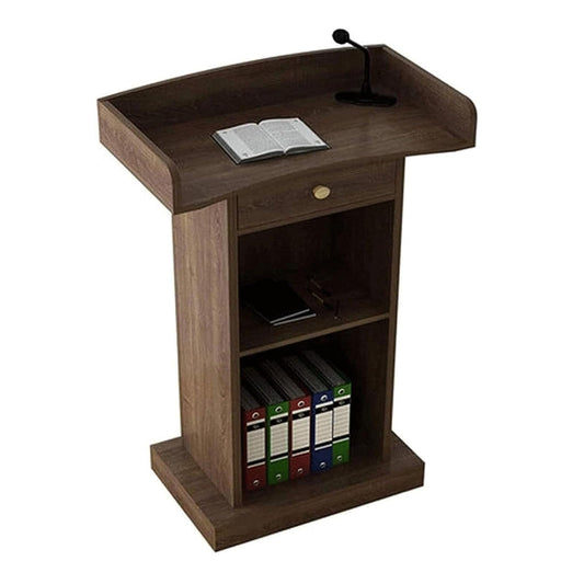 BKEKM Modern Lecterns Floor Standing with Drawers and Open Storage Podium Stand Pulpits for Churches Wooden Luxury Teacher Podiums