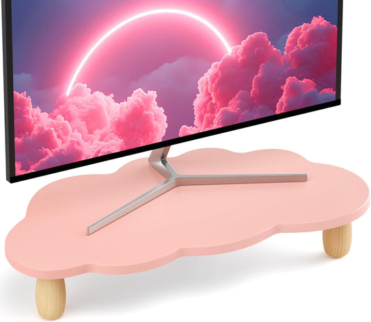 16.5IN AFOOYO Monitor Stand Riser,Cloud Shape Wood Computer Monitor Stand, Monitor Stand Riser, Multi-Purpose Desktop