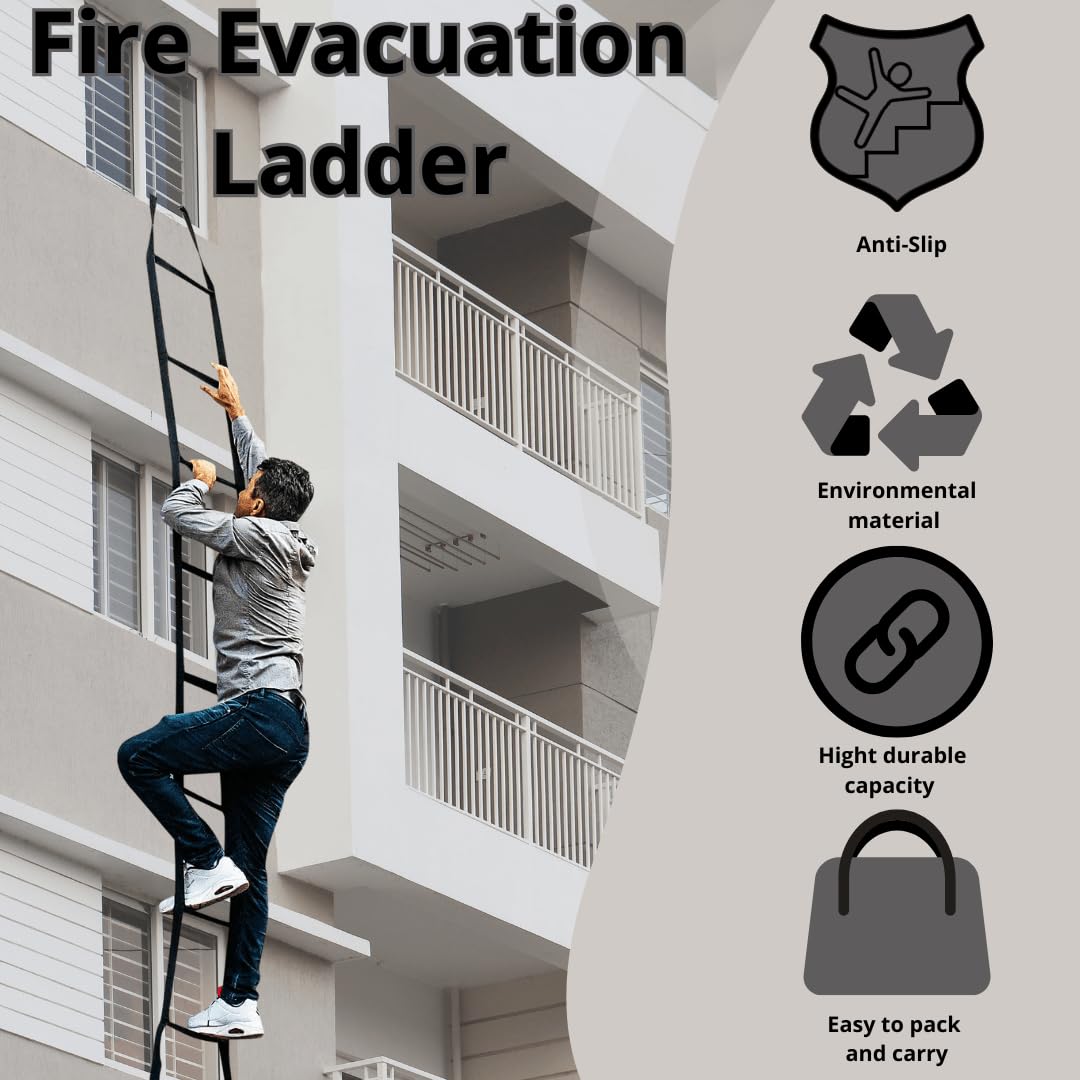 Reusable Fire Escape Ladder 3 Story 24 Foot | Made in USA Escape Ladders for 3-Story Homes | Compact | Lightweight & Portable | Fire Ladder Rope Multi-Functional & Weather Resistant
