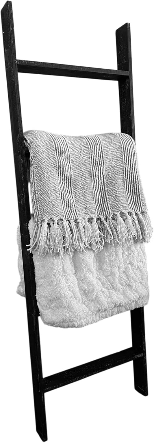 BARNWOODUSA Throw Blanket Ladder – Fully Assembled Reclaimed Wood – Rustic Decorative Ladder for Towels, Quilts, & More – Perfect Farmhouse Decor for Bathroom, Porch, or Living Room,5ft18.