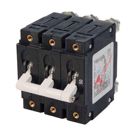 Blue Sea Systems 7287 C-Series White Toggle Triple Pole 50A Circuit Breaker